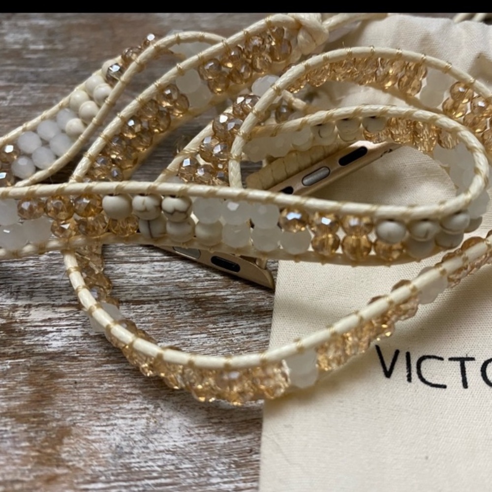 Beaded wrist wrap band for Apple Watch Victoria Emerson